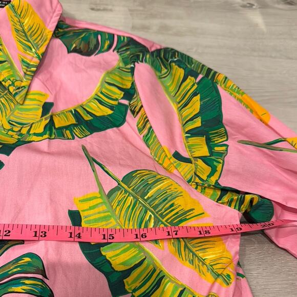 SHEIN NWOT Tropical colorful Leaf Printed Button Down Shirt in 100% Cotton - Picture 8 of 12